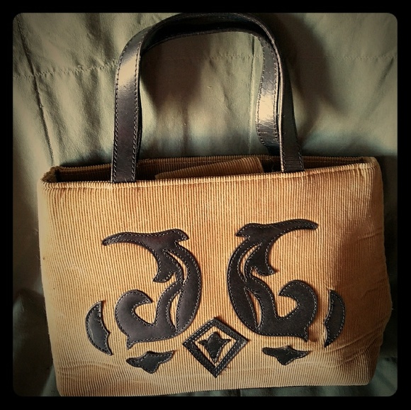 Harrods corduroy and leather handbag - Picture 1 of 1